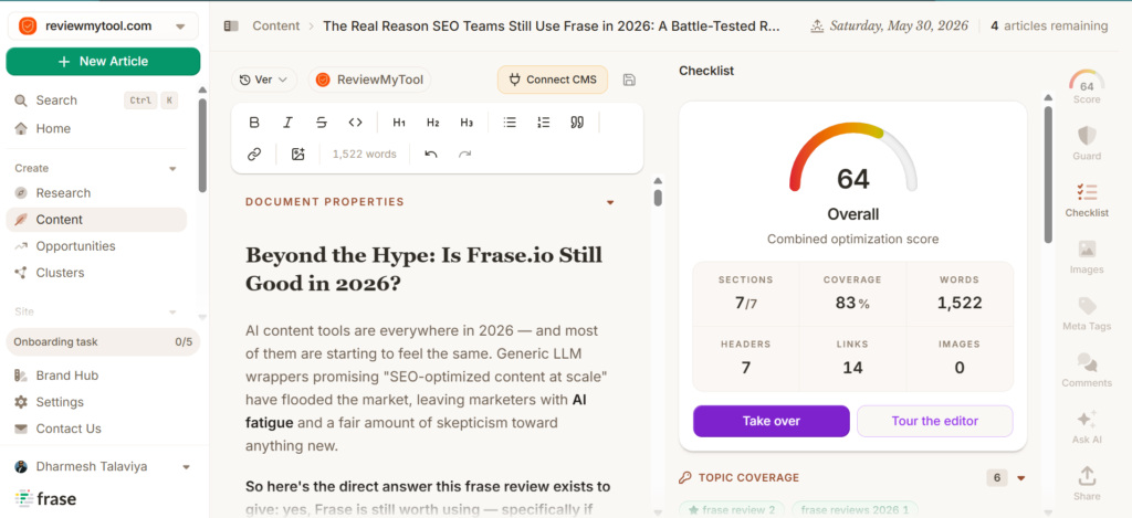 frase content editor review screenshot
