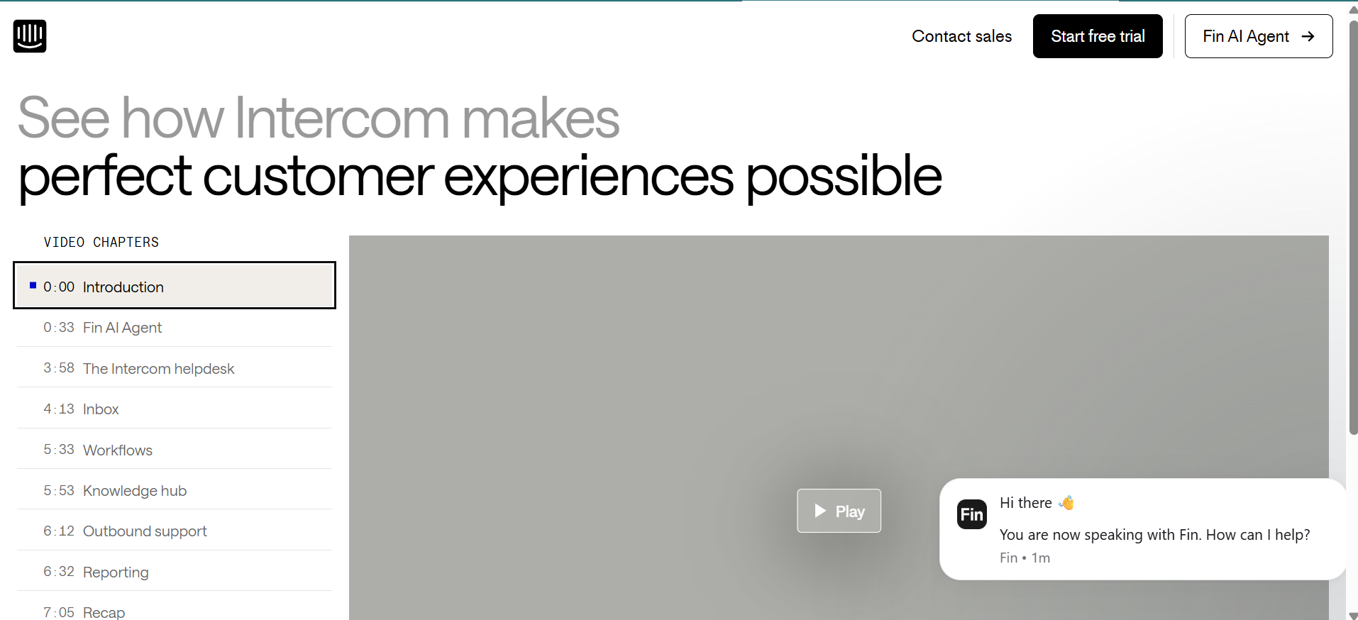 Intercom Fin AI interface screenshot 2026