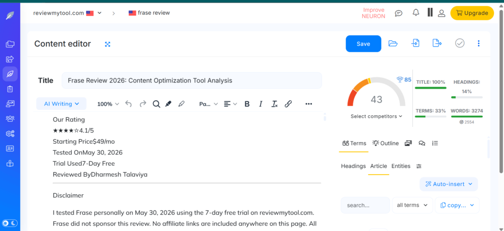 neuronwriter review screenshot 2