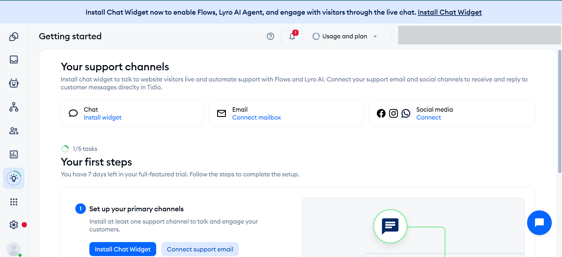 Tidio live chat interface screenshot 2026