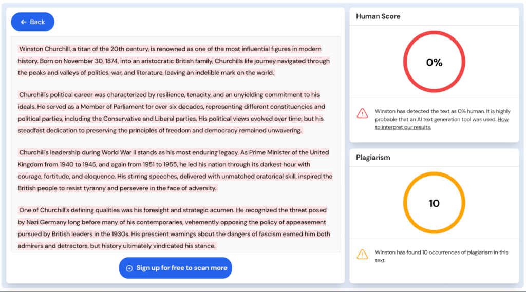 Grammarly editor 2026 showing AI detection notification flag on pasted test content
